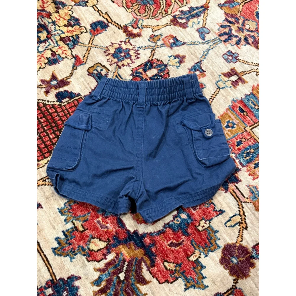 Ralph Lauren Baby Boys Blue Cargo Shorts 6M 100% Cotton Elastic Waist Classic Pr